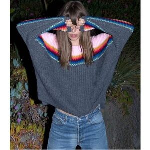 Xirena Rainbow Stripe Snowbird Apres Ski Alpaca Sweater Medium